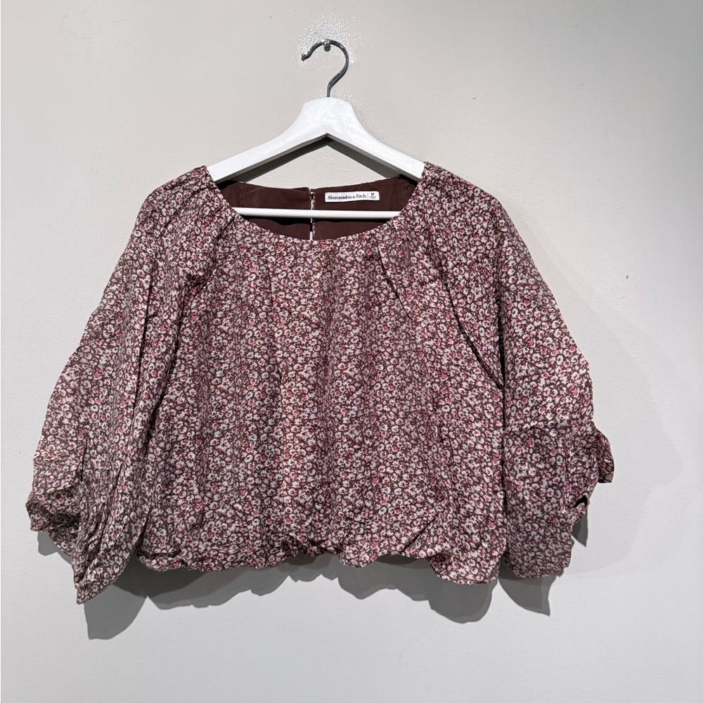 Abercrombie & Fitch floral crop top Peasant Boho Women M spring summer - Picture 1 of 9